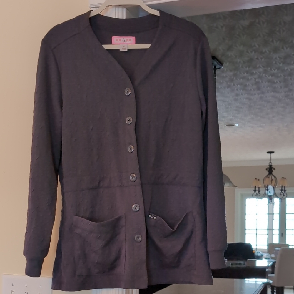 Koi Charcoal Button-Up Cardigan